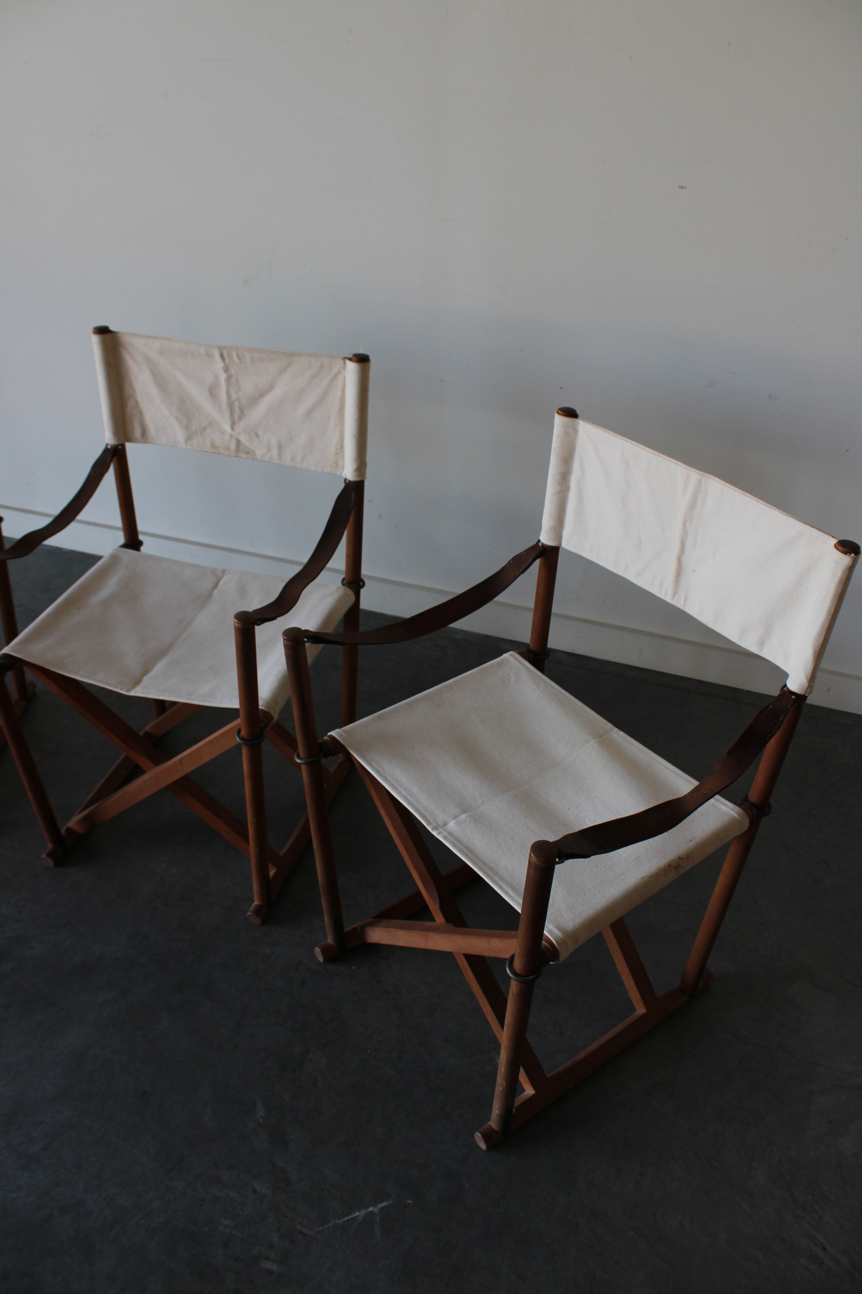 Set of 4 MK16 Folding Safari Chairs by Mogens Koch for Cado, Denmark