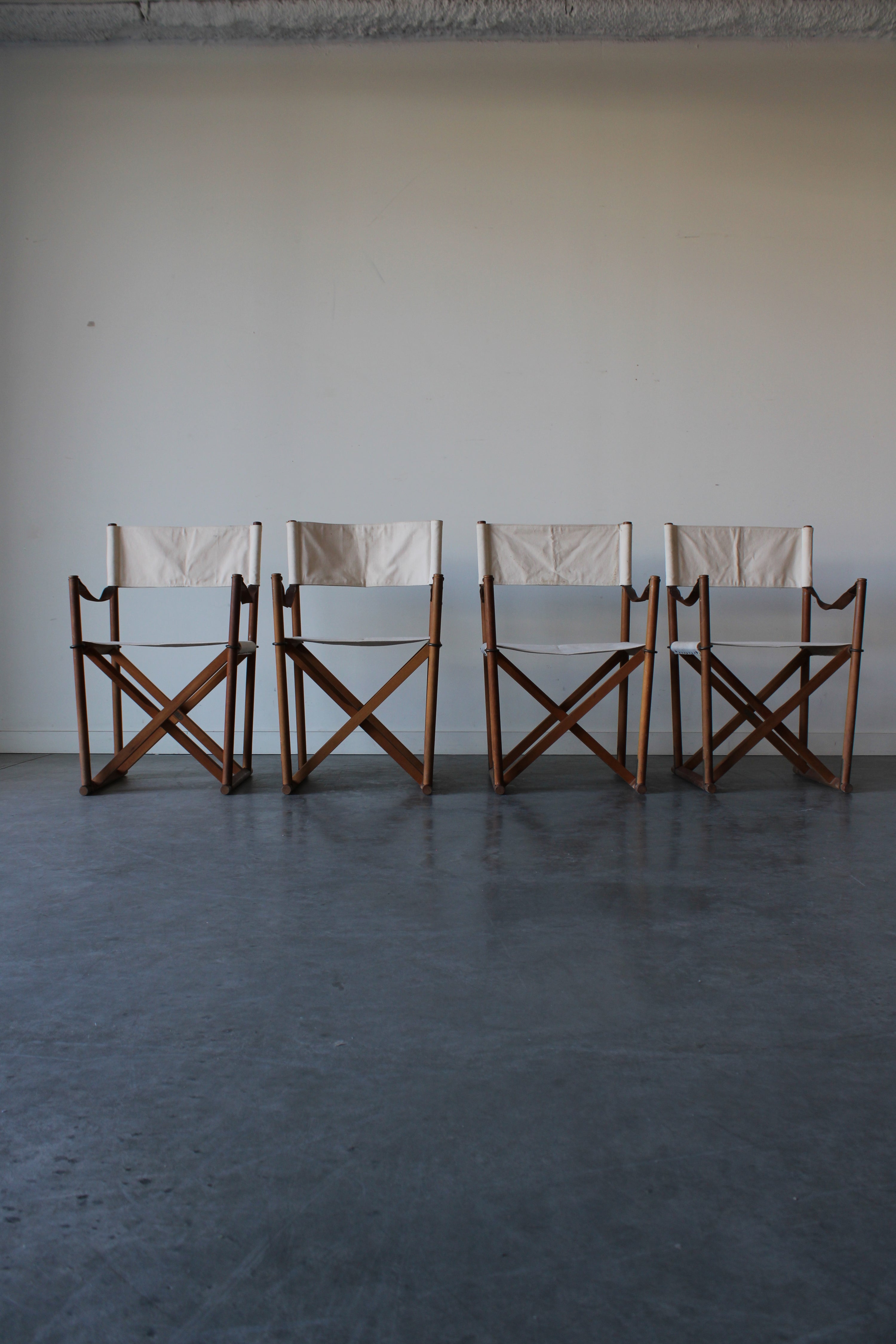 Set of 4 MK16 Folding Safari Chairs by Mogens Koch for Cado, Denmark