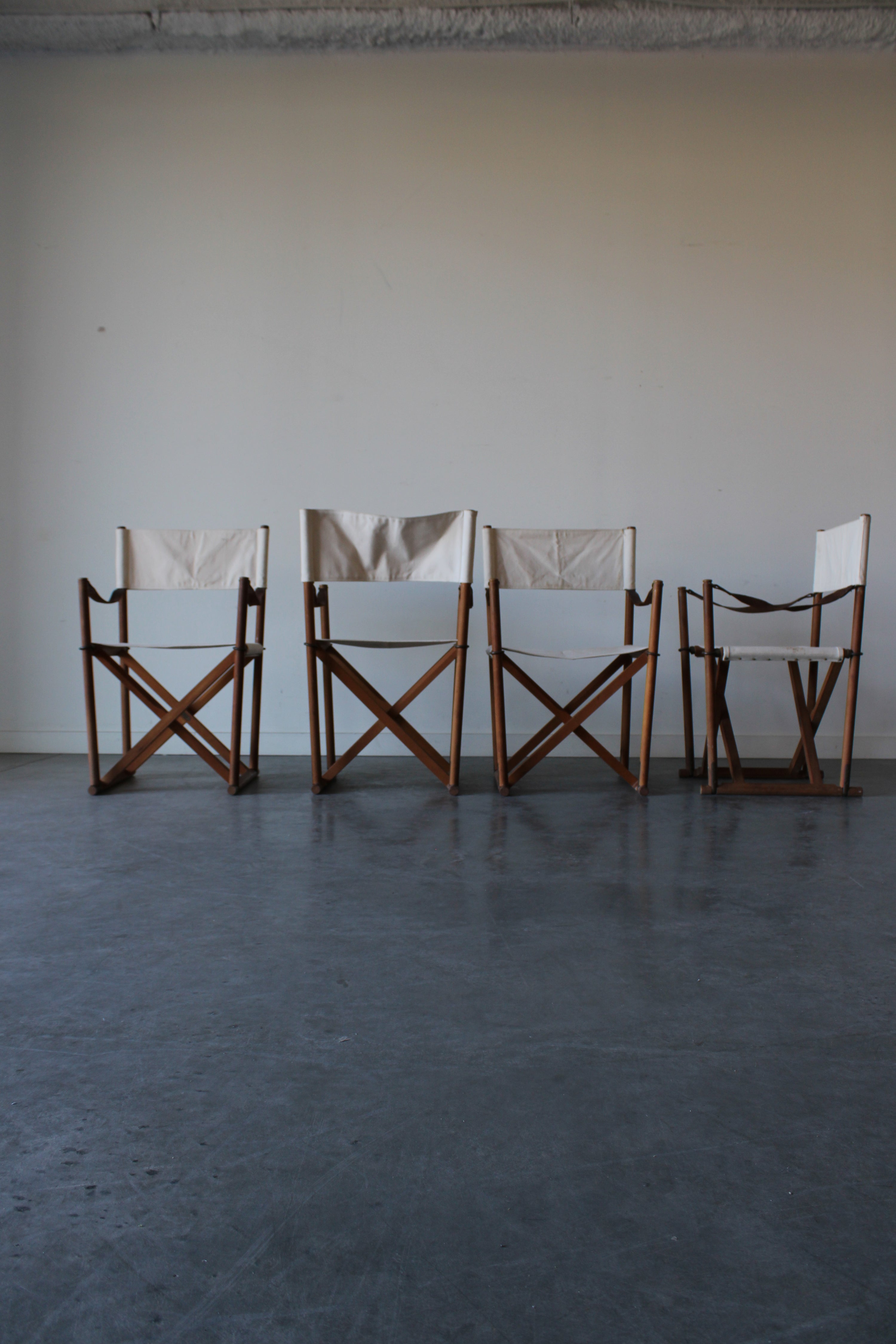 Set of 4 MK16 Folding Safari Chairs by Mogens Koch for Cado, Denmark