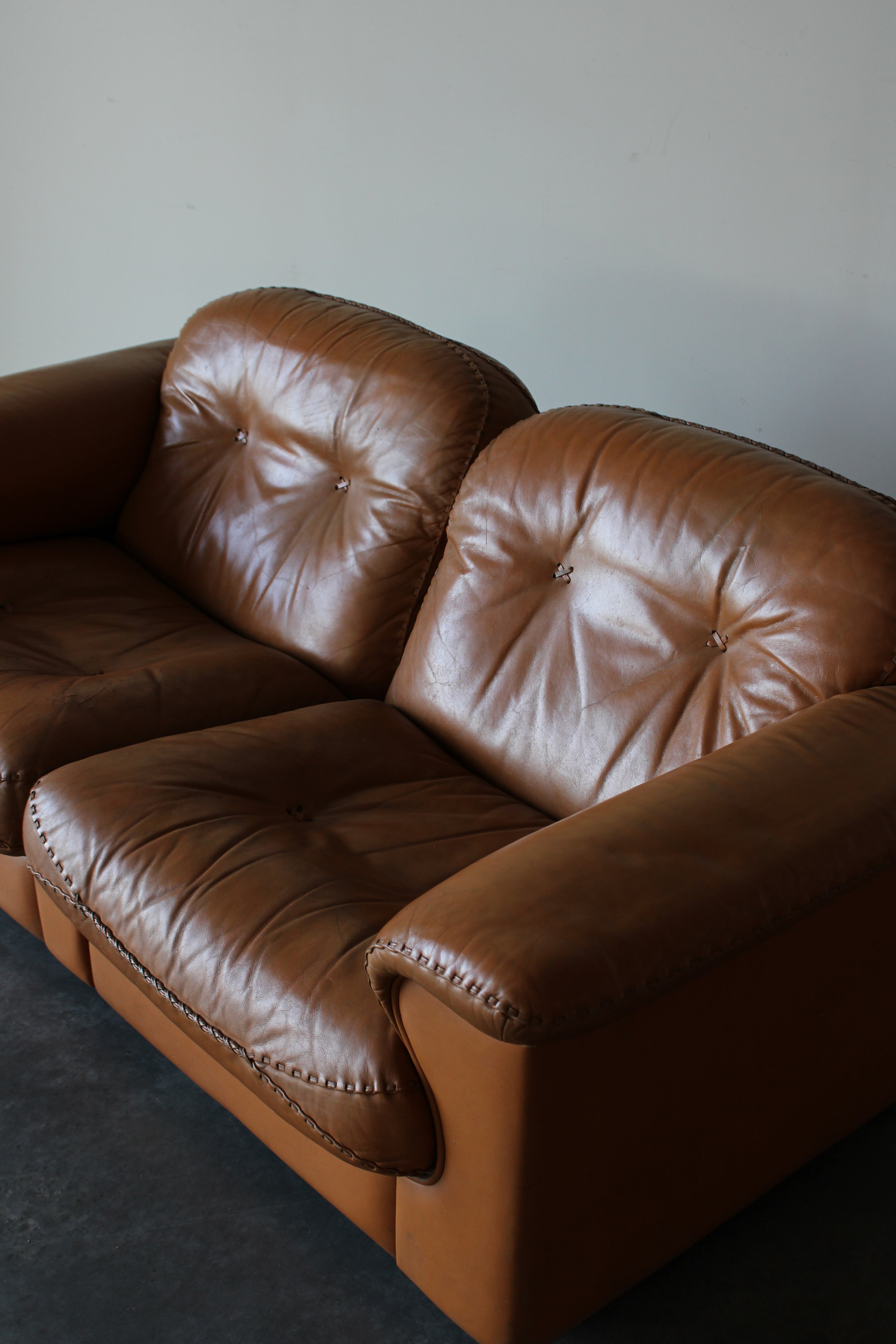 De Sede DS-101 Cognac Leather Sofa, 1970s