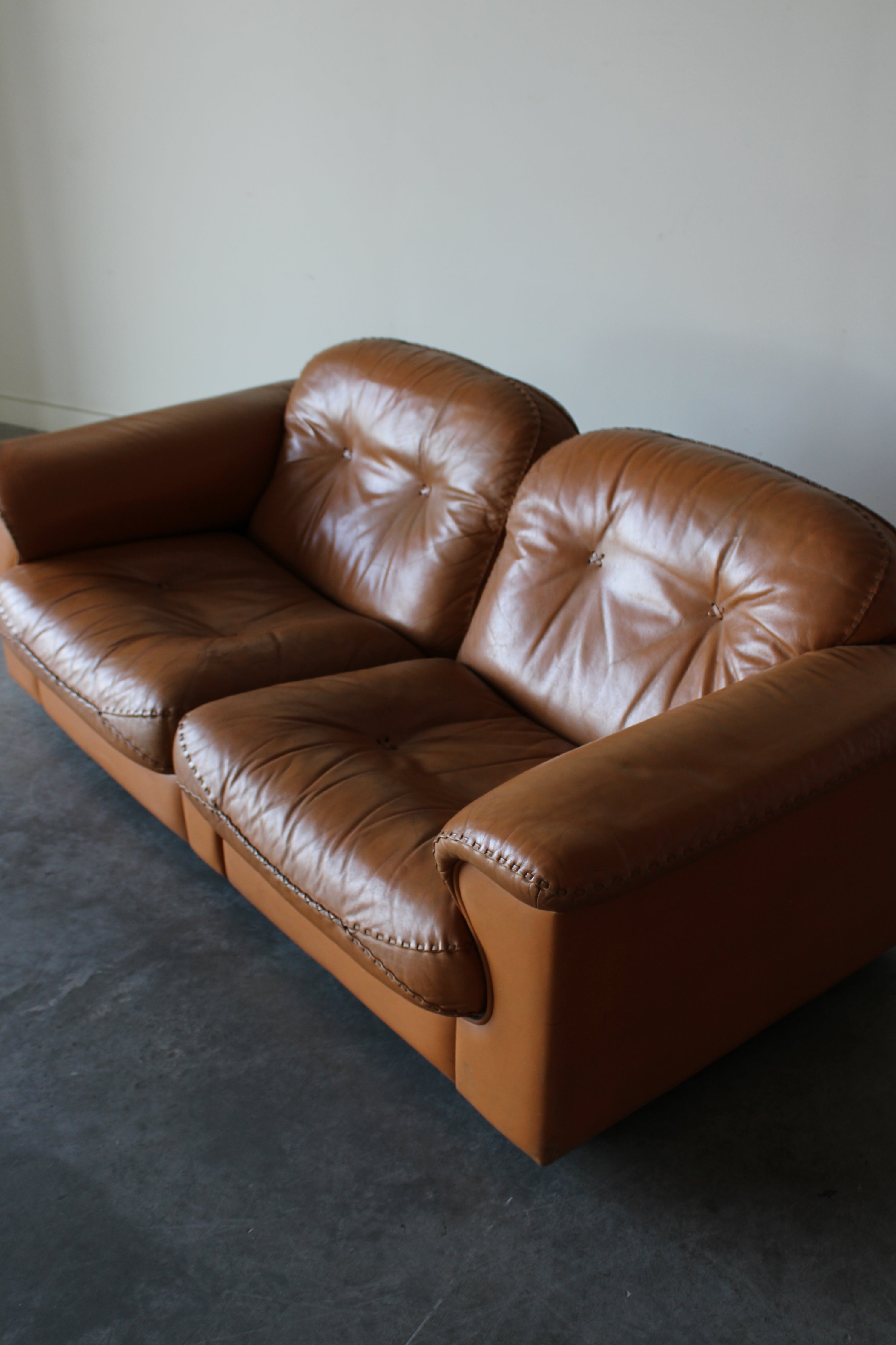 De Sede DS-101 Cognac Leather Sofa, 1970s