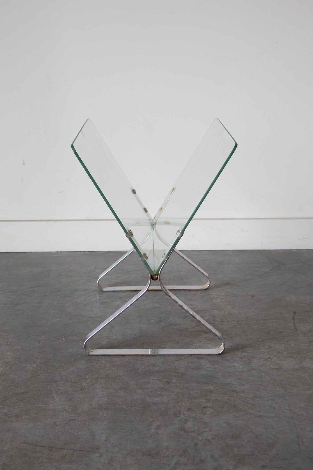 Chrome and Glass Magazine Holder by Milo Baughman
