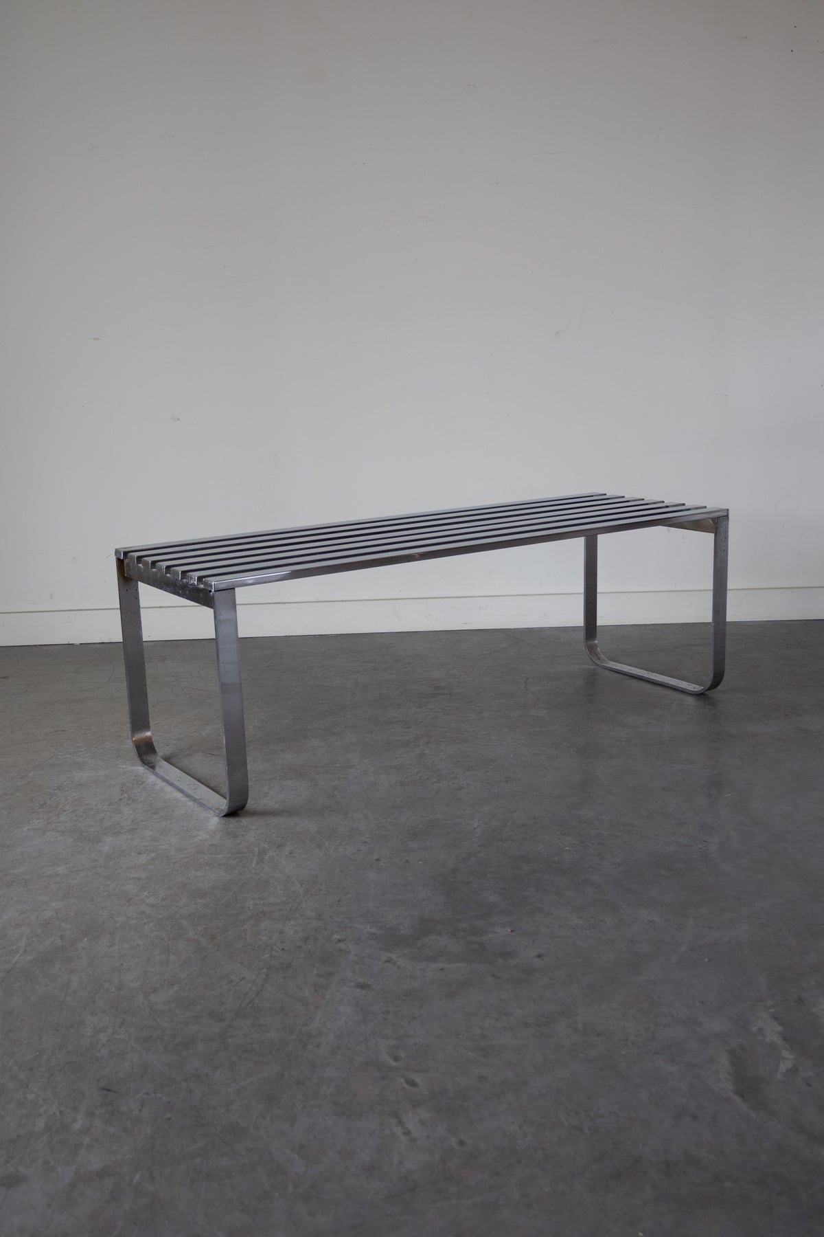 Chrome Slat Bench by Milo Baughman, 1970s