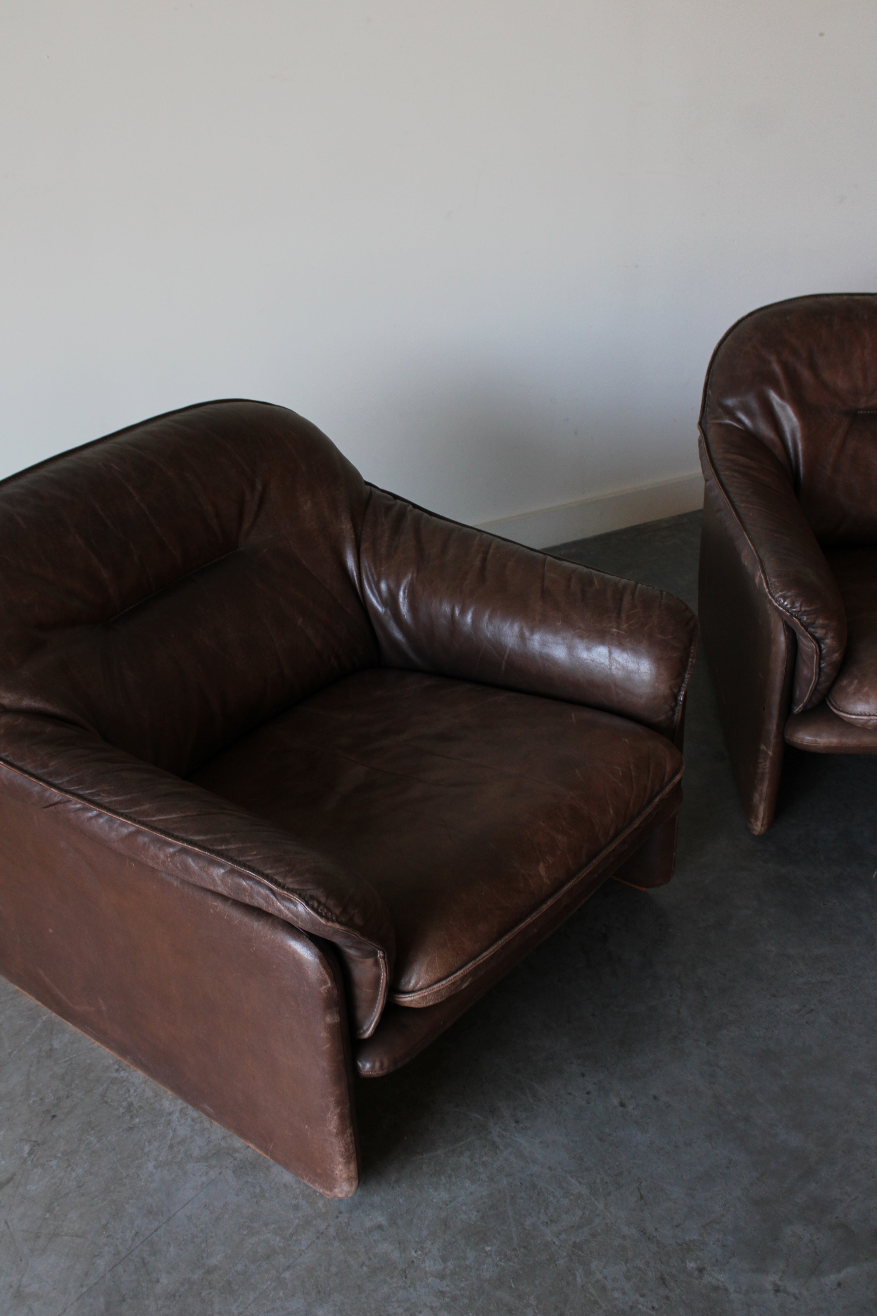 DS-16 Leather Lounge Chairs by De Sede