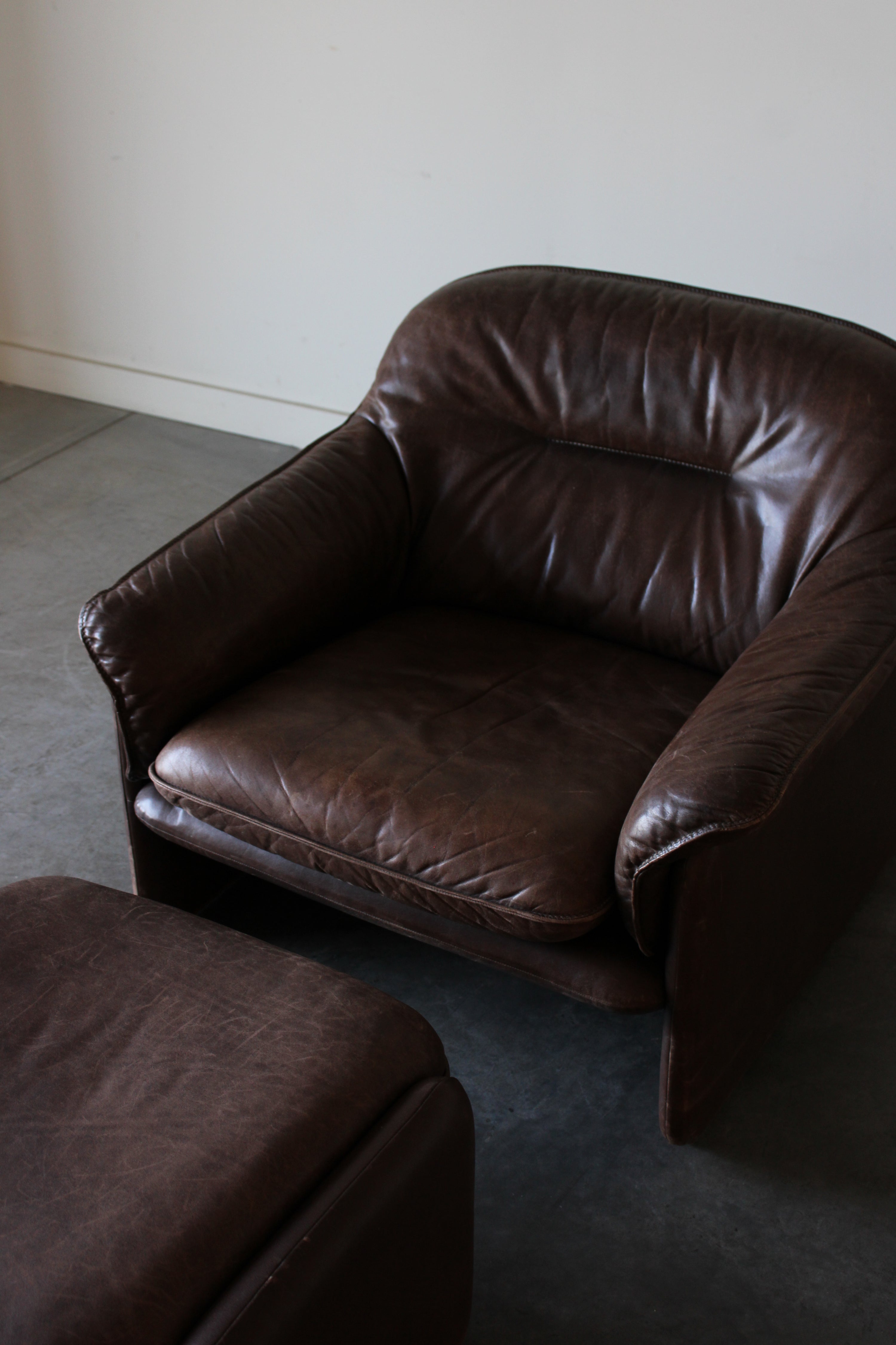DS-16 Leather Lounge Chair and Ottoman by De Sede