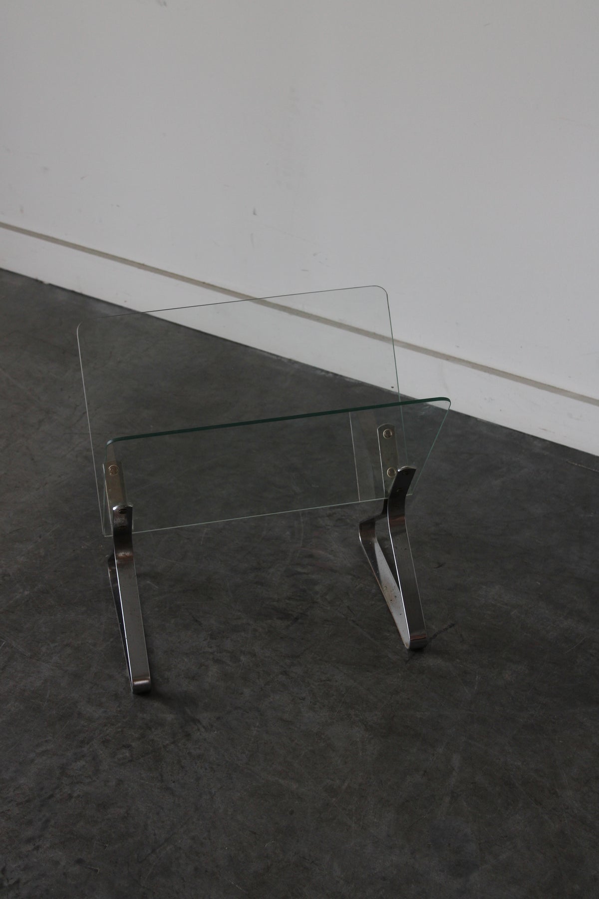 Chrome and Glass Magazine Holder by Milo Baughman